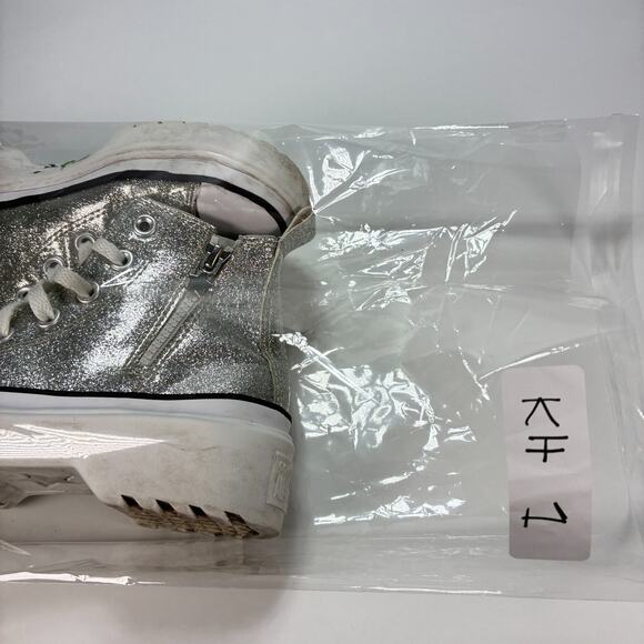 Converse Chuck Taylor Silver Glitter Platform High Top Sneaker Youth Size 2 - Picture 10 of 10